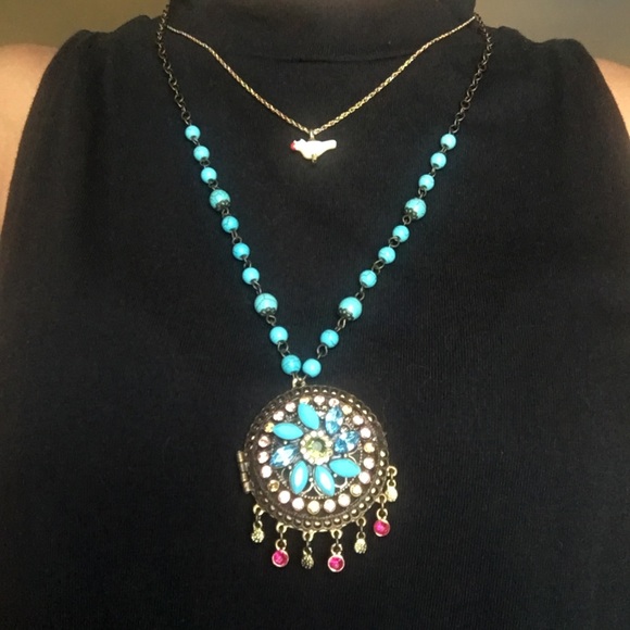Betsey Johnson Jewelry - Betsey Johnson Turquoise Locket Medallion